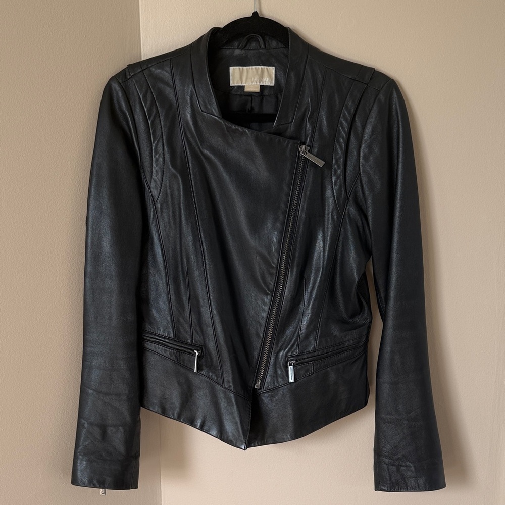 Michael Kors Black Leather Jacket, Medium